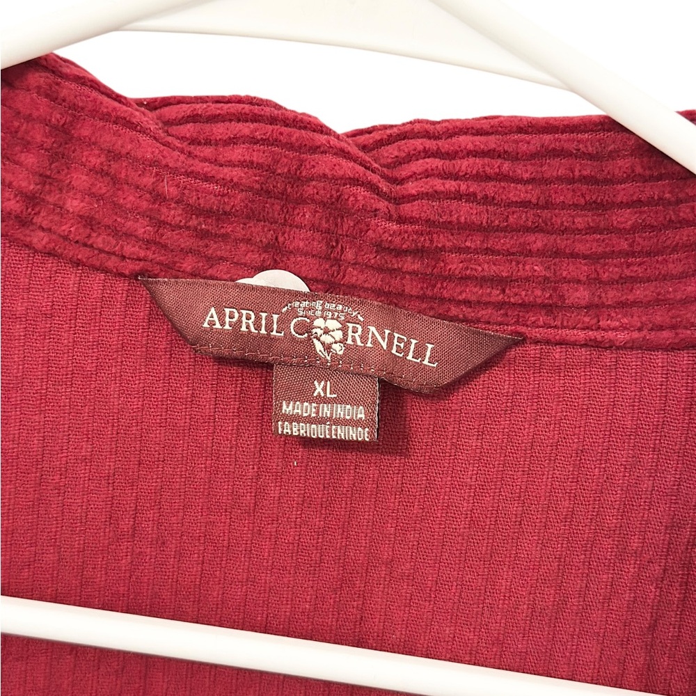 EUC Vintage April Cornell Red Corduroy Dress with Embroidered Pockets Size XL - Picture 8 of 9